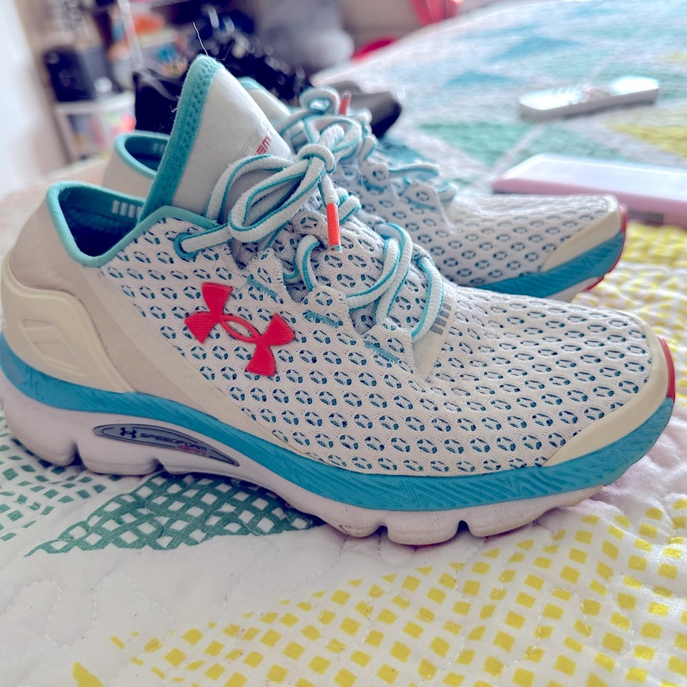 Under Armour Women's White and Teal Athletic Shoes